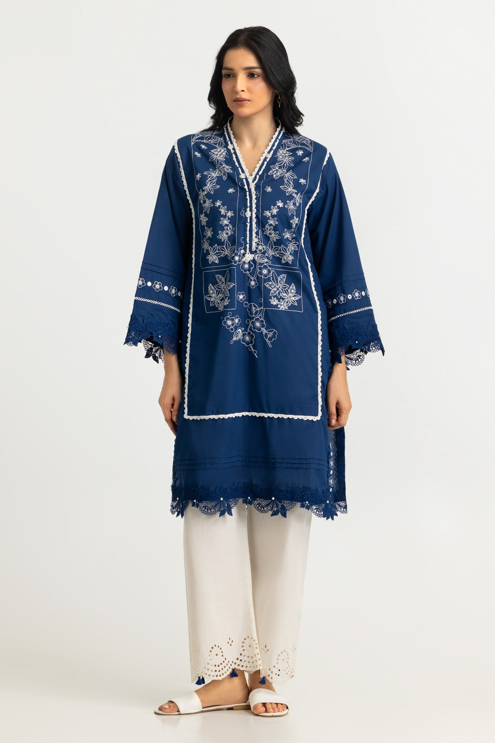 Cambric Embroidered Shirt And Trouser