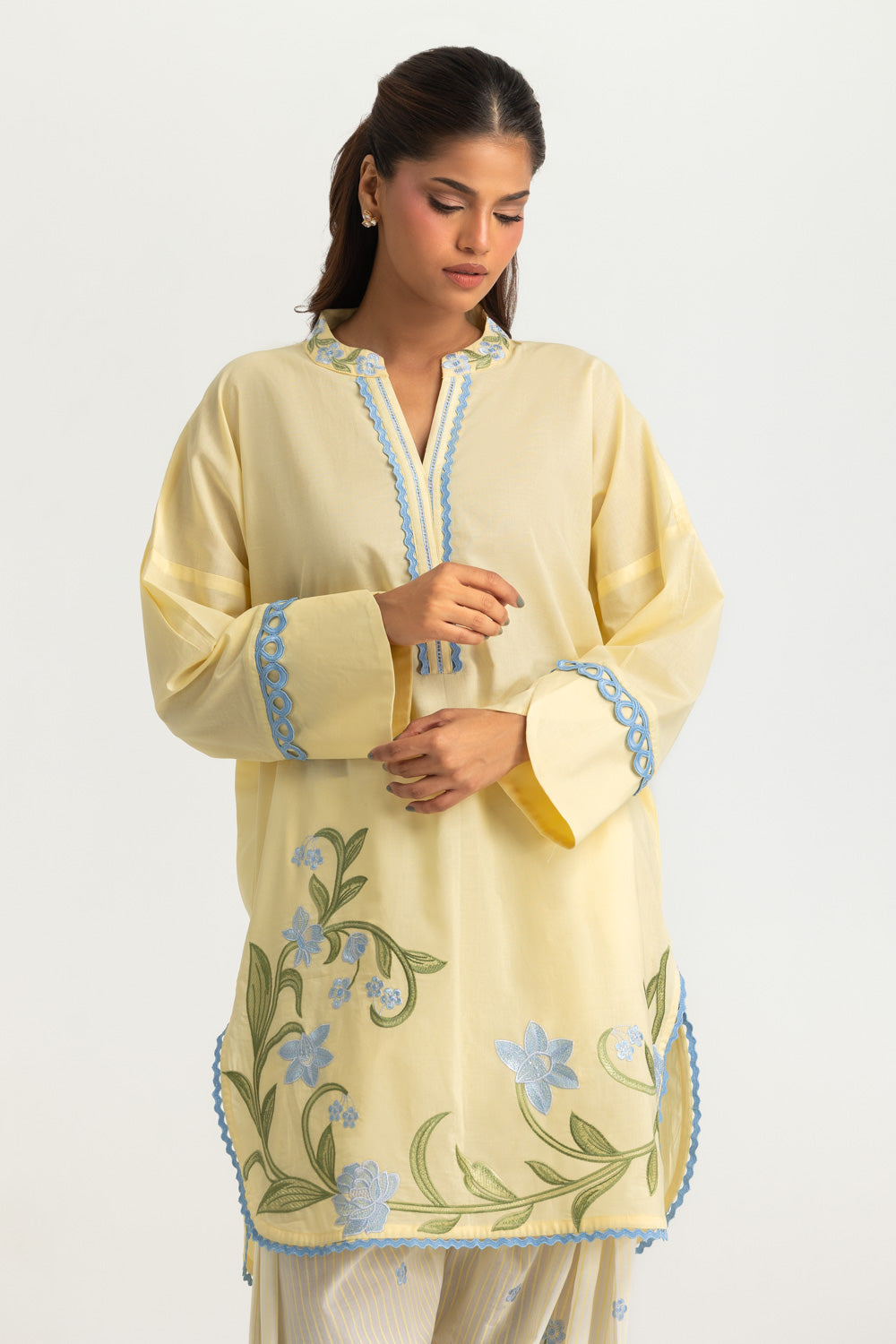 Cambric Printed Co-Ord Set With Embroidered - W-AP-26-483893