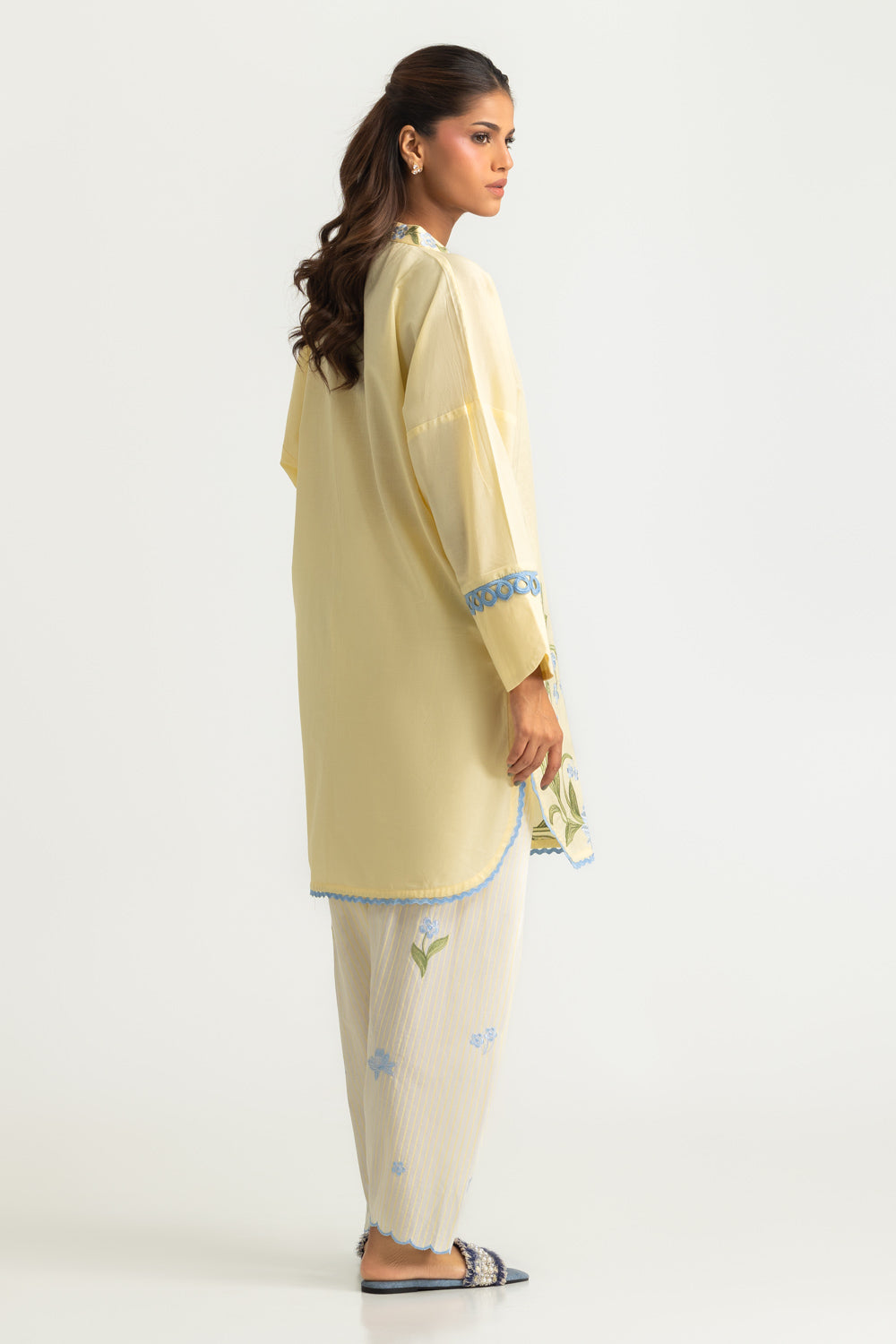 Cambric Printed Co-Ord Set With Embroidered - W-AP-26-483893