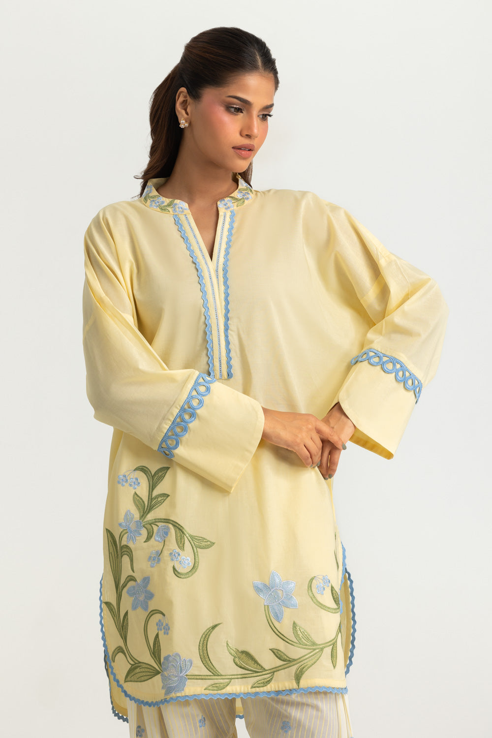 Cambric Printed Co-Ord Set With Embroidered - W-AP-26-483893