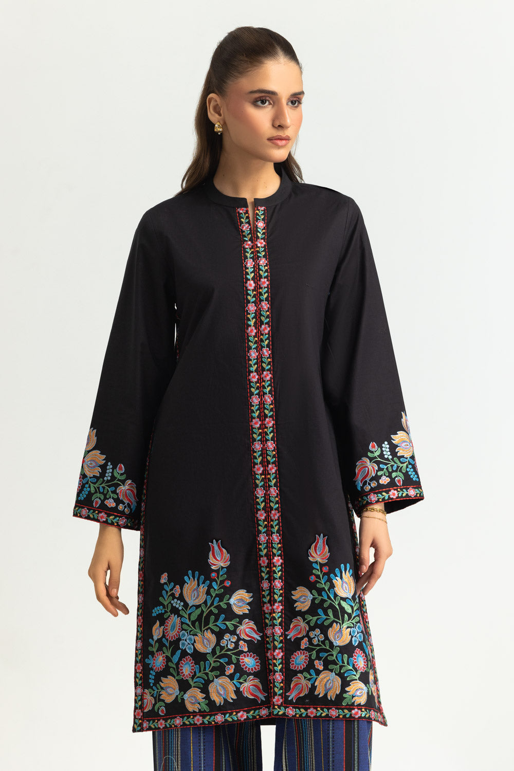 Cambric Printed Co-Ord Set With Embroidered