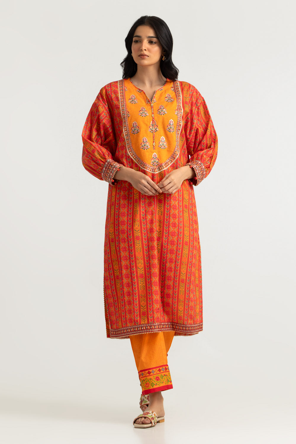 Cambric Printed Co-Ord Set With Embroidered - W-AP-26-487430