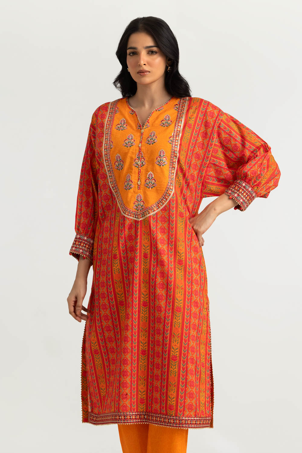Cambric Printed Co-Ord Set With Embroidered - W-AP-26-487430