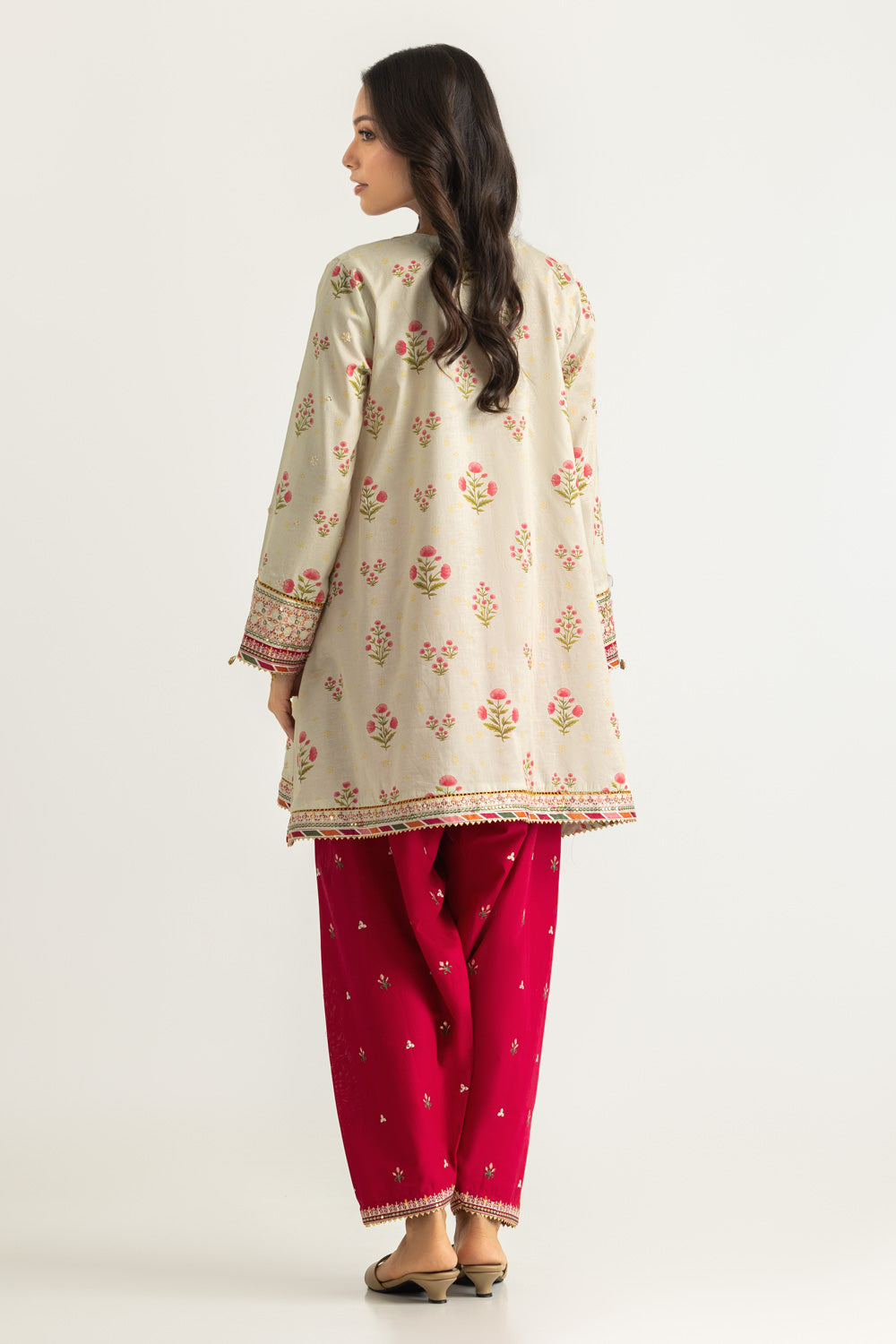 Cambric Printed Co-Ord Set With Embroidered