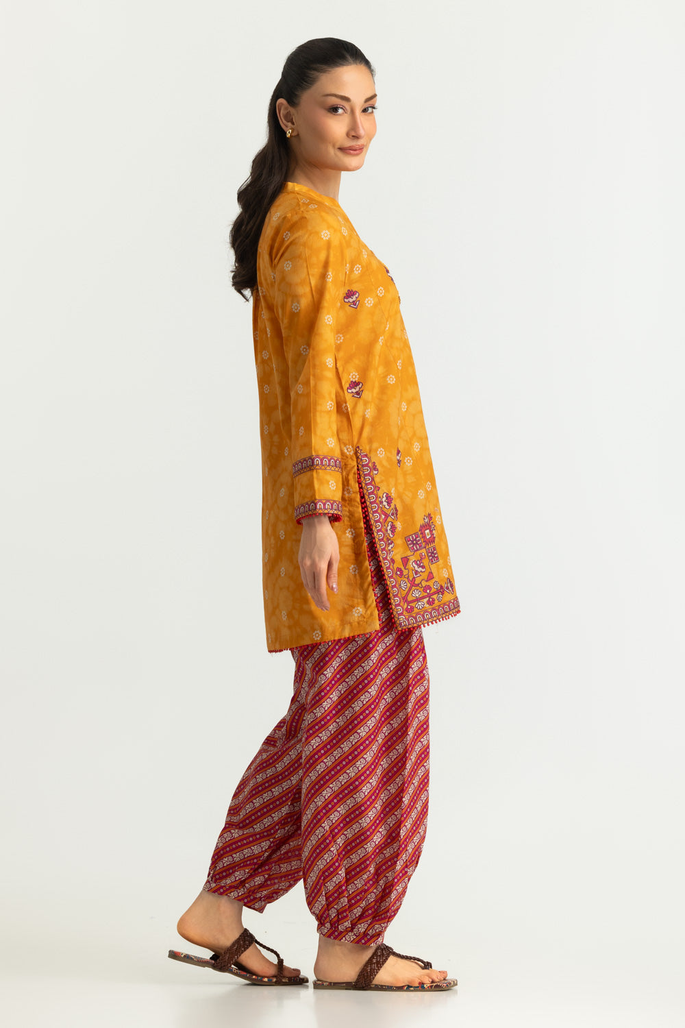 Cambric Printed Co-Ord Set With Embroidered