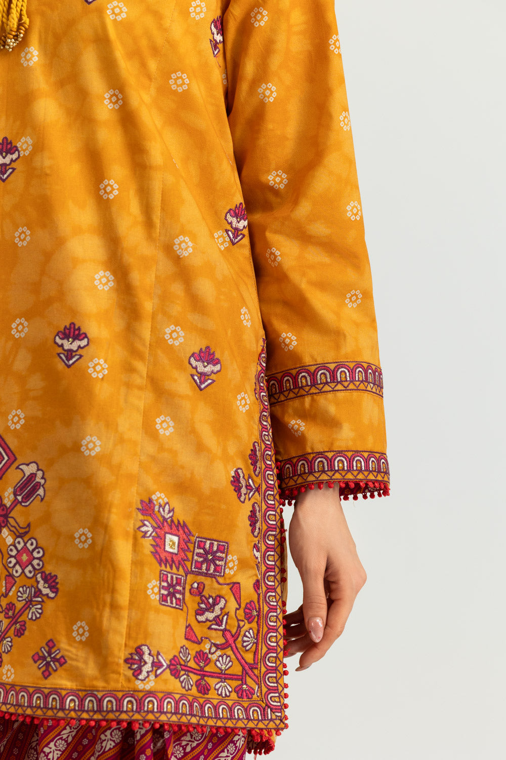 Cambric Printed Co-Ord Set With Embroidered