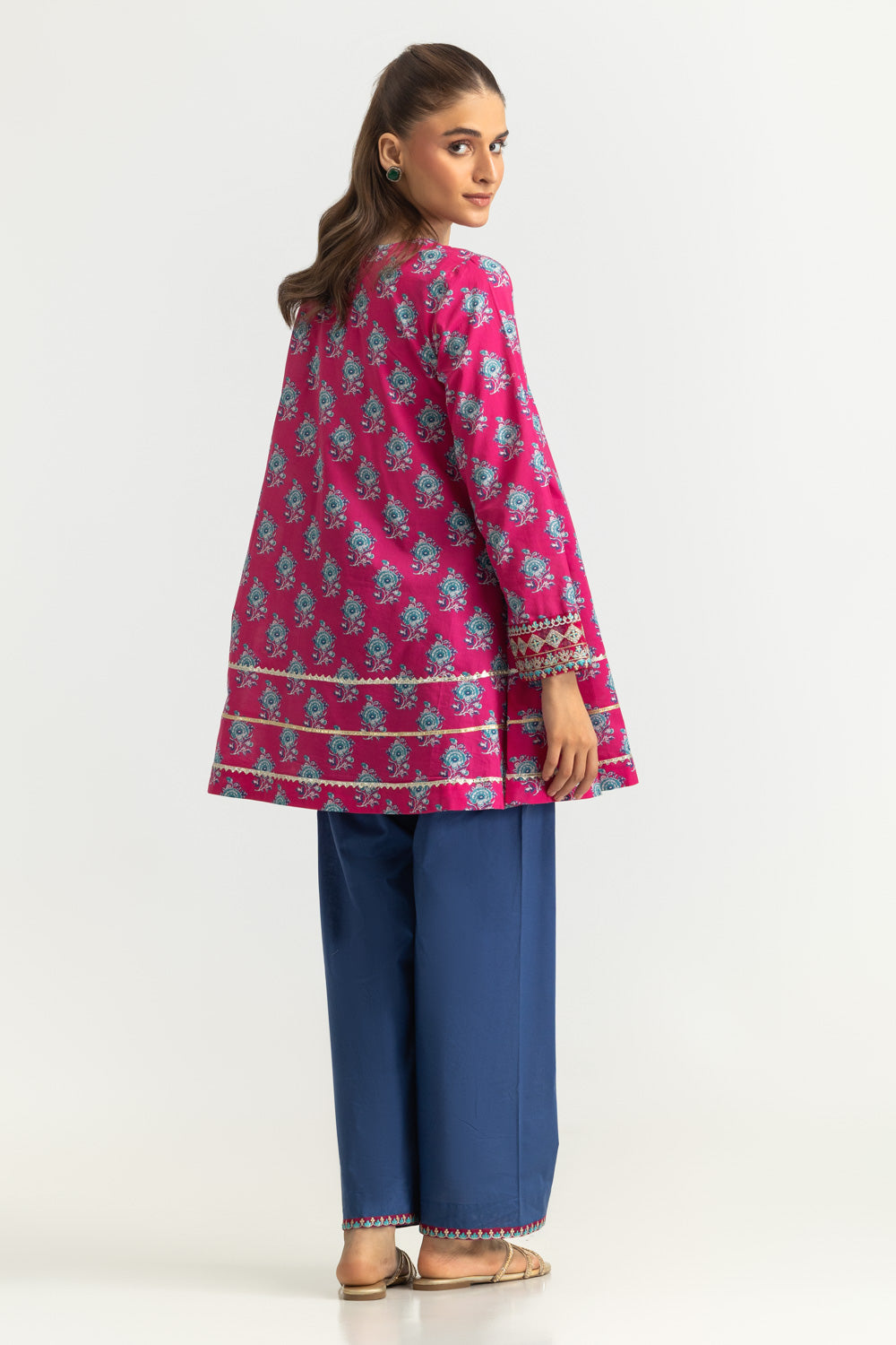 Cambric Printed Co-Ord Set With Embroidered