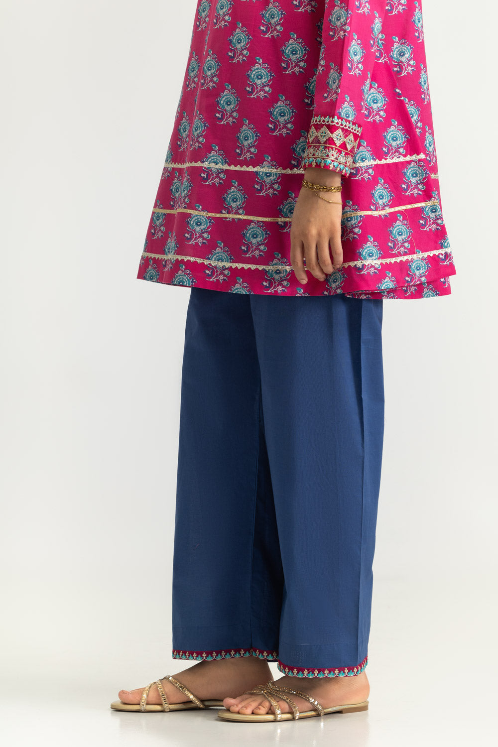 Cambric Printed Co-Ord Set With Embroidered