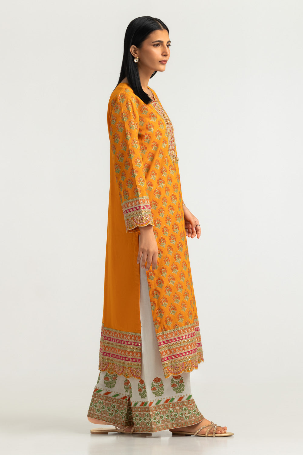 Cambric Printed Co-Ord Set With Embroidered