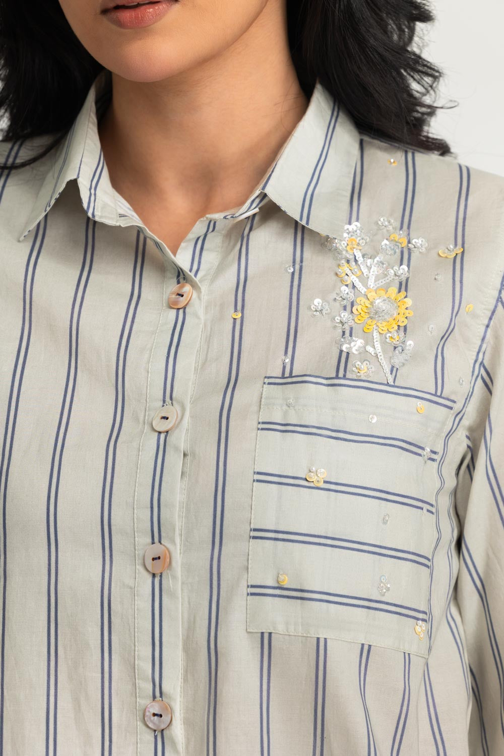 Cambric Printed Embellished Shirt