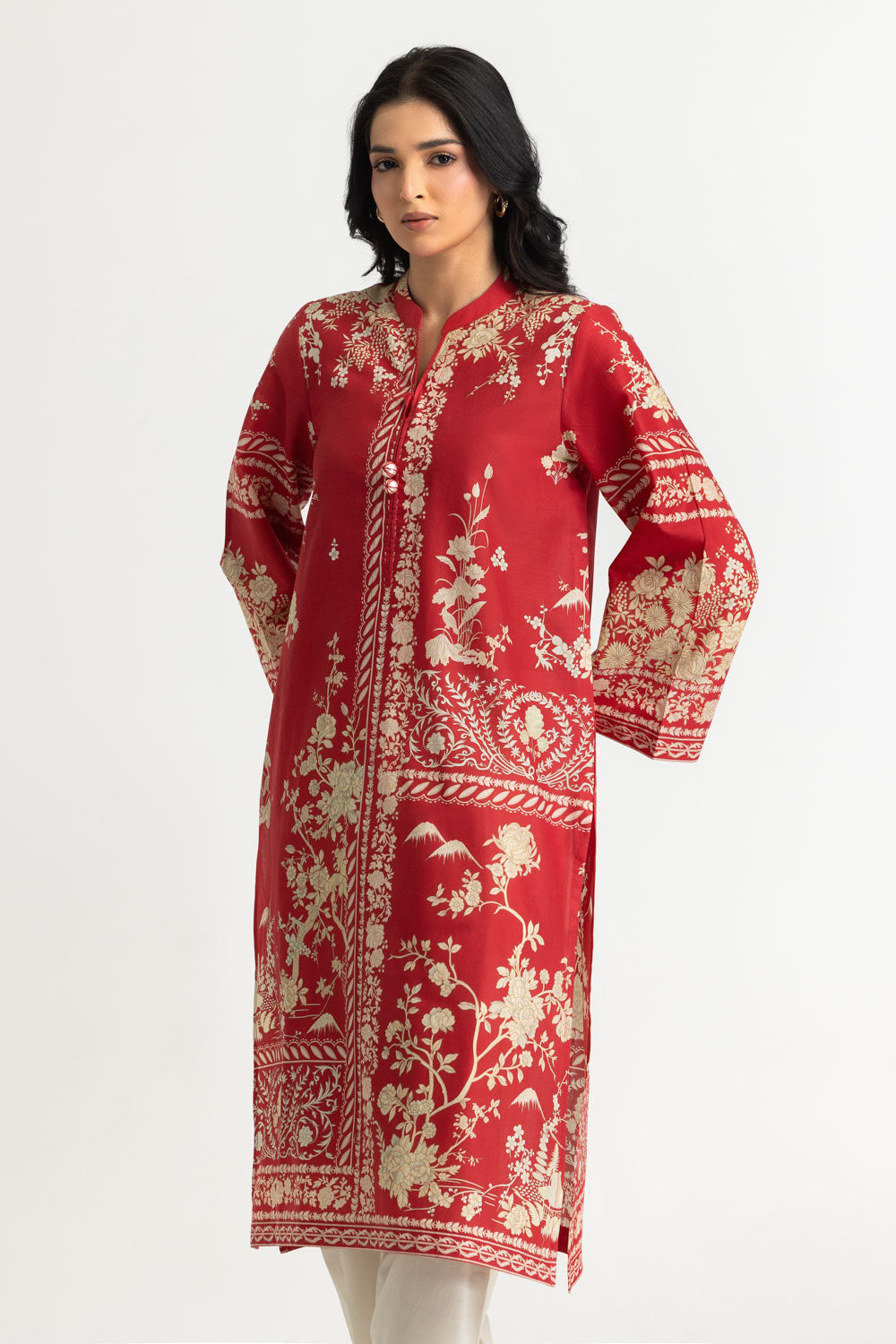 Cambric Printed Shirt And Embroidered Shalwar