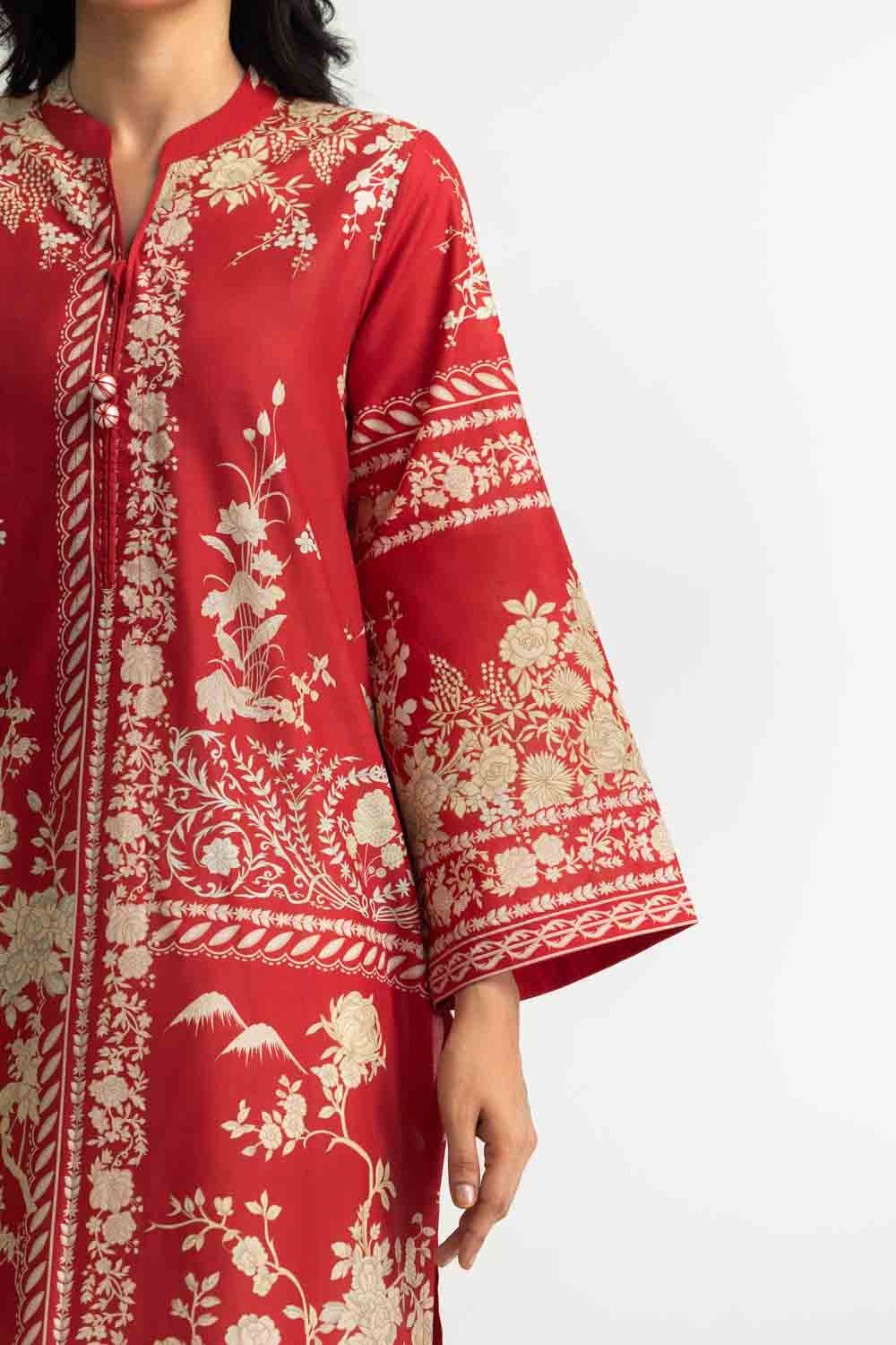 Cambric Printed Shirt And Embroidered Shalwar