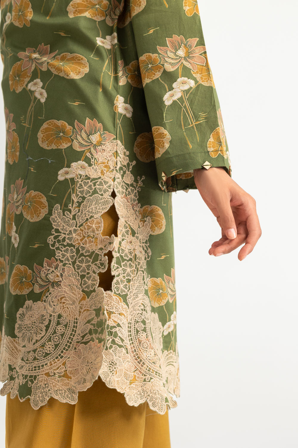 Cambric Printed Shirt With Embroidered And Dyed Trouser