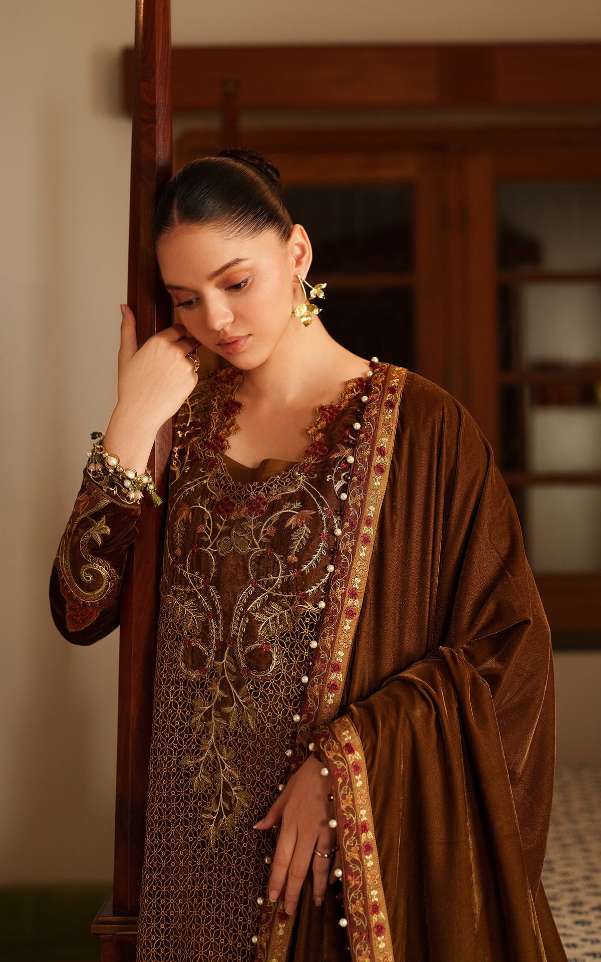 Cedar LWC25-08 | 3pcs Embroidered Unstitched Winter