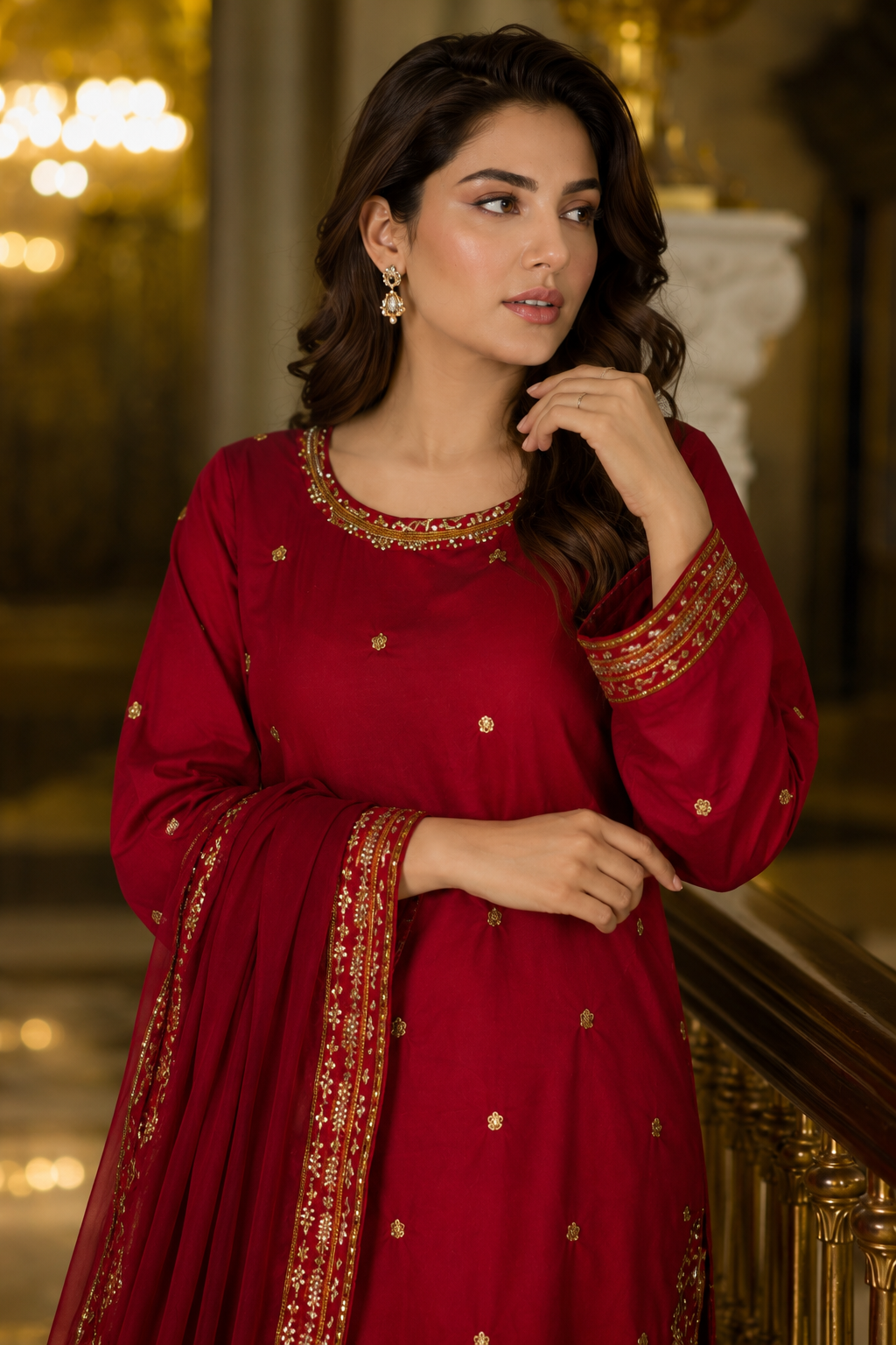 Mahroon Elara Embroidered Suit – Maroon Lawn 3 Piece