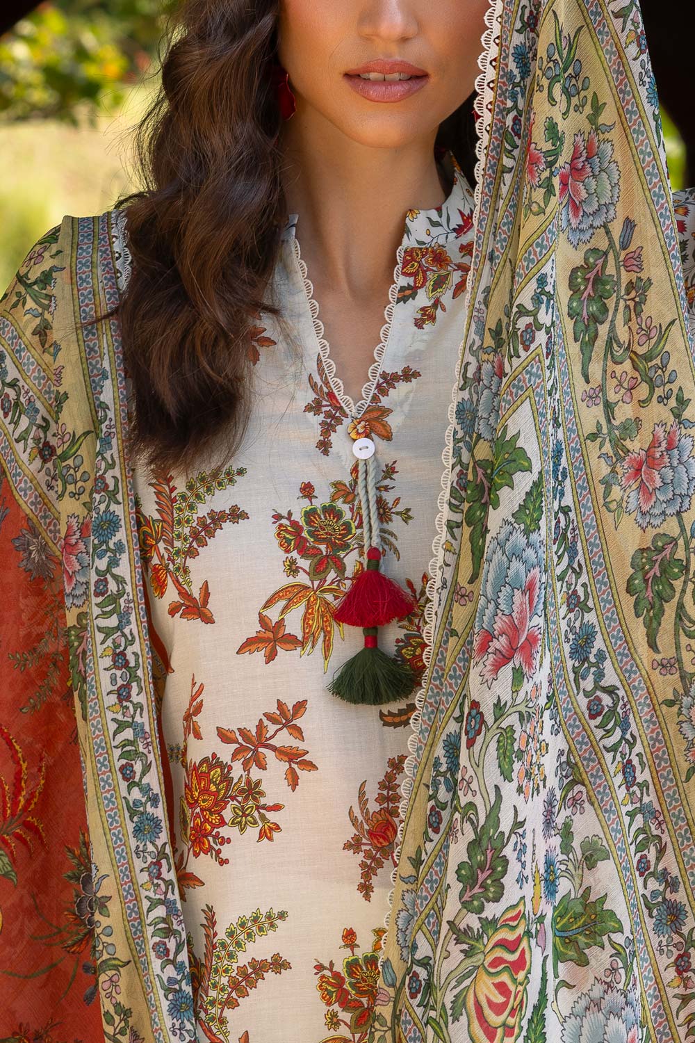 3 Piece Printed Lawn Suit With Chiffon Dupatta