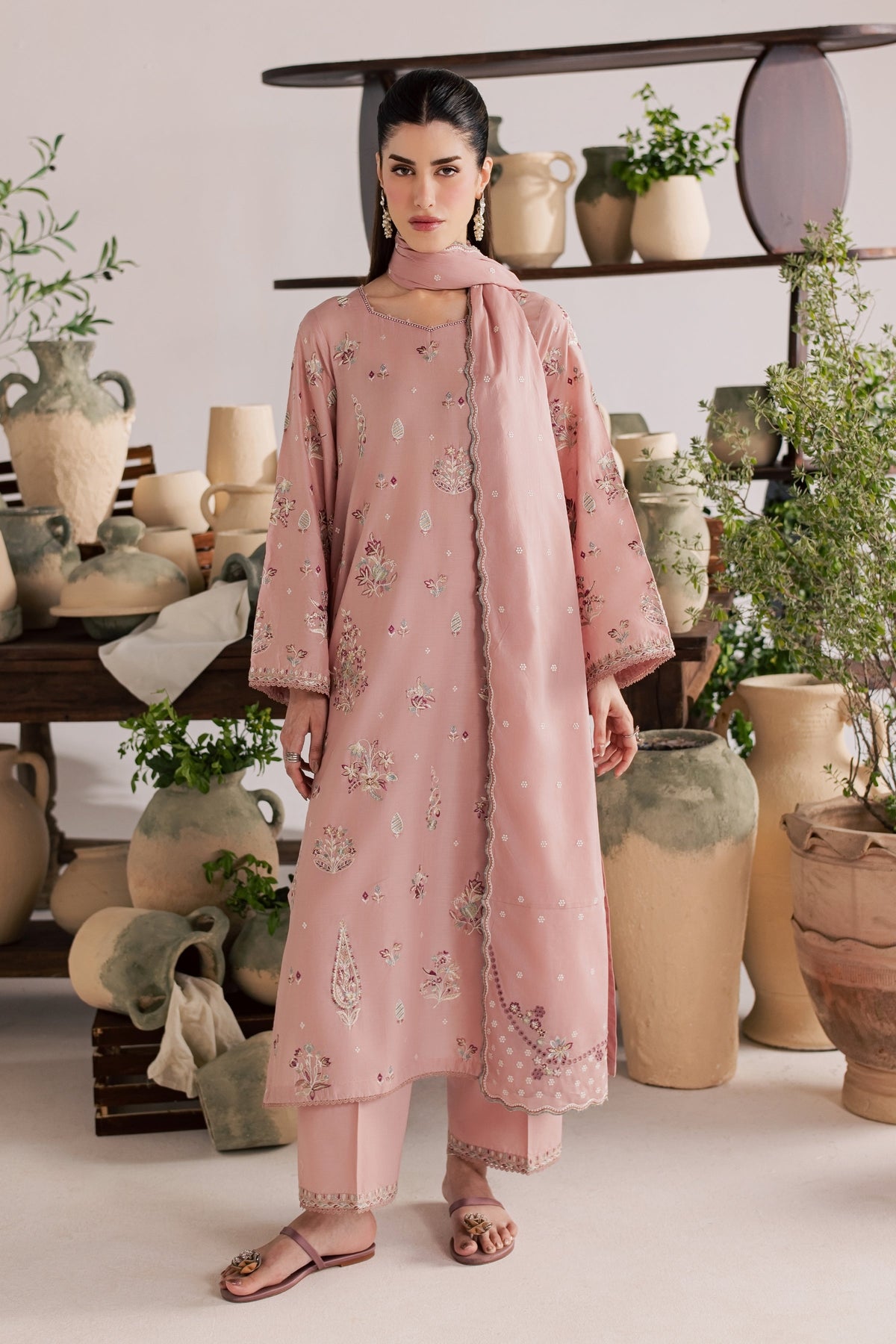 Cloud Pink 3Pc - Embroidered Lawn Dress