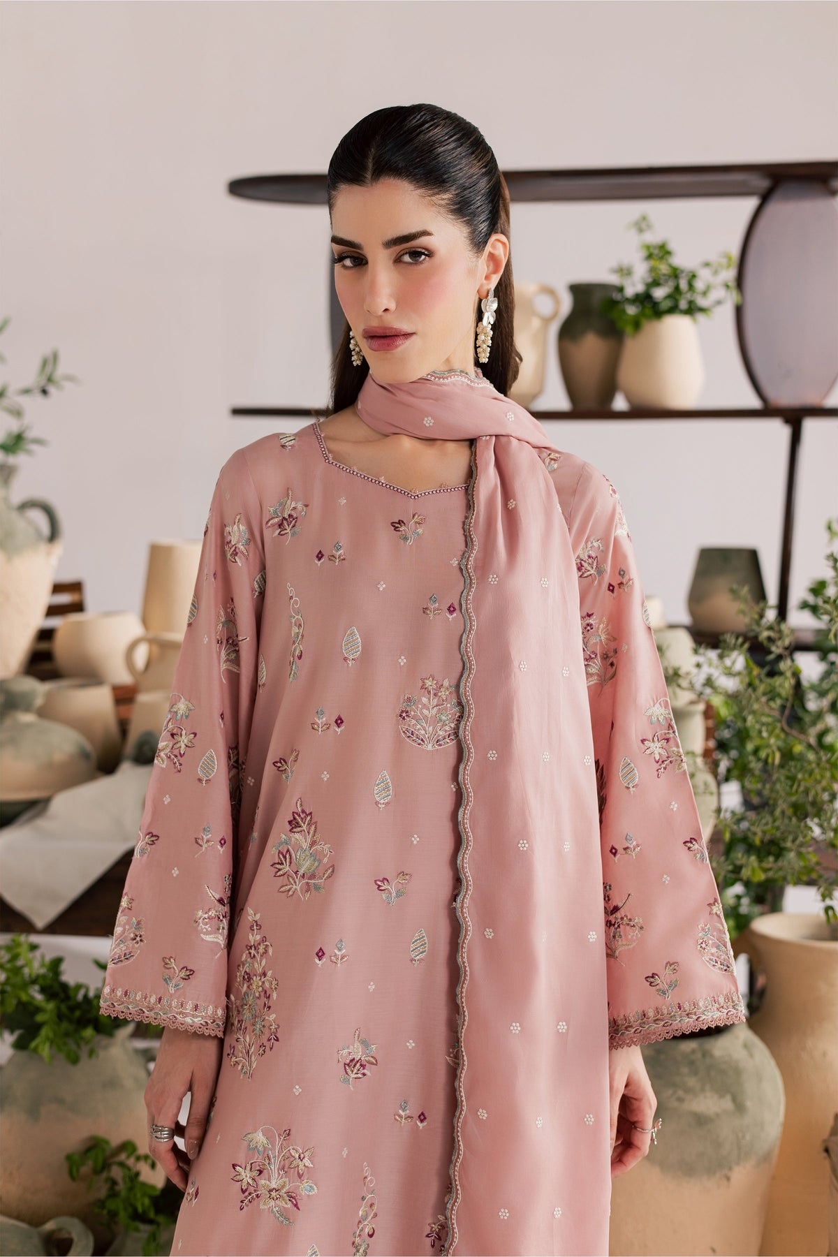 Cloud Pink 3Pc - Embroidered Lawn Dress