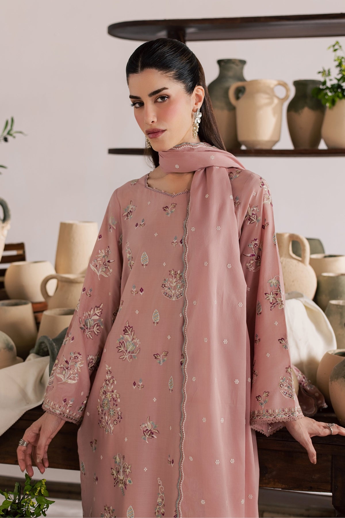 Cloud Pink 3Pc - Embroidered Lawn Dress