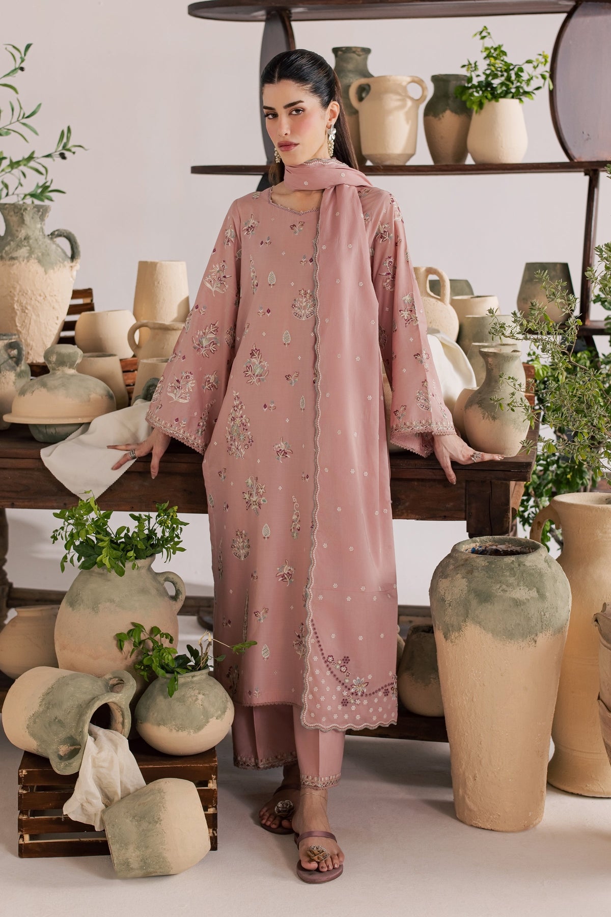 Cloud Pink 3Pc - Embroidered Lawn Dress