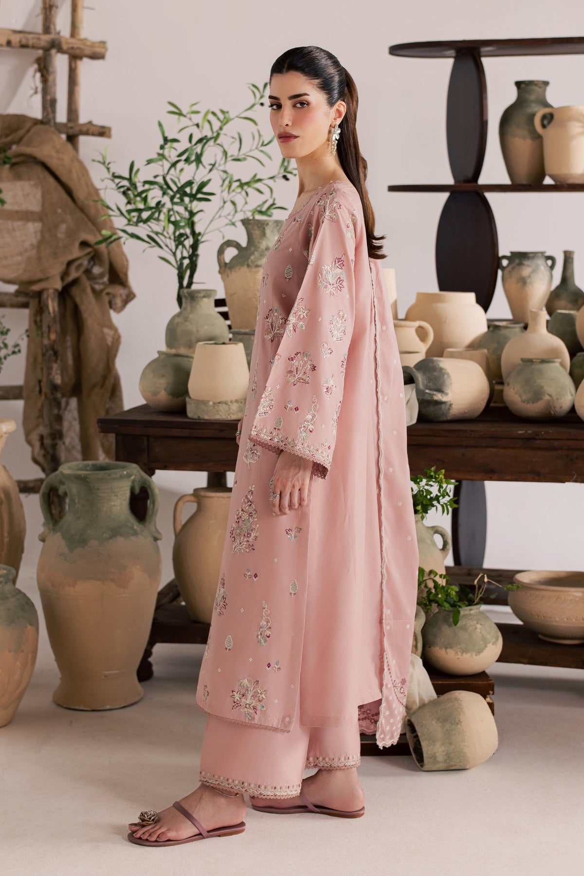 Cloud Pink 3Pc - Embroidered Lawn Dress