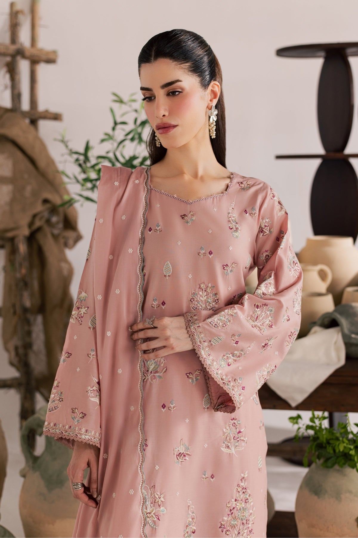 Cloud Pink 3Pc - Embroidered Lawn Dress