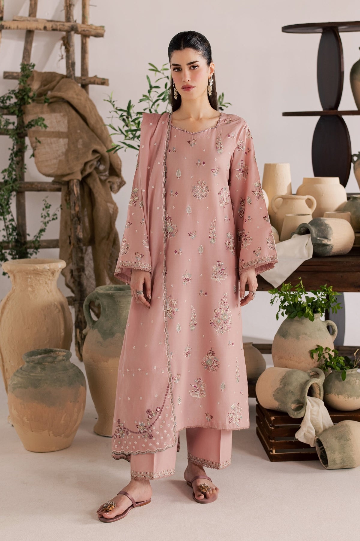 Cloud Pink 3Pc - Embroidered Lawn Dress