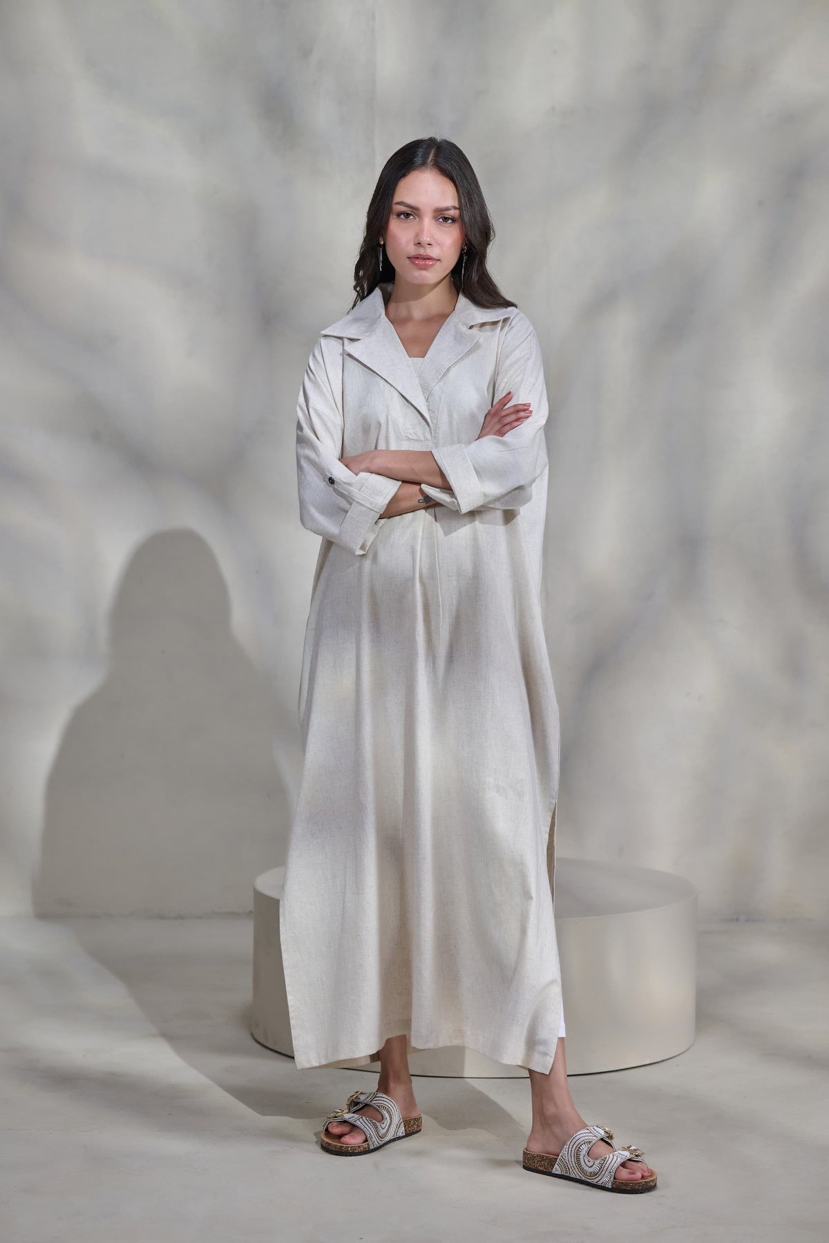 Off-White Linen Dress