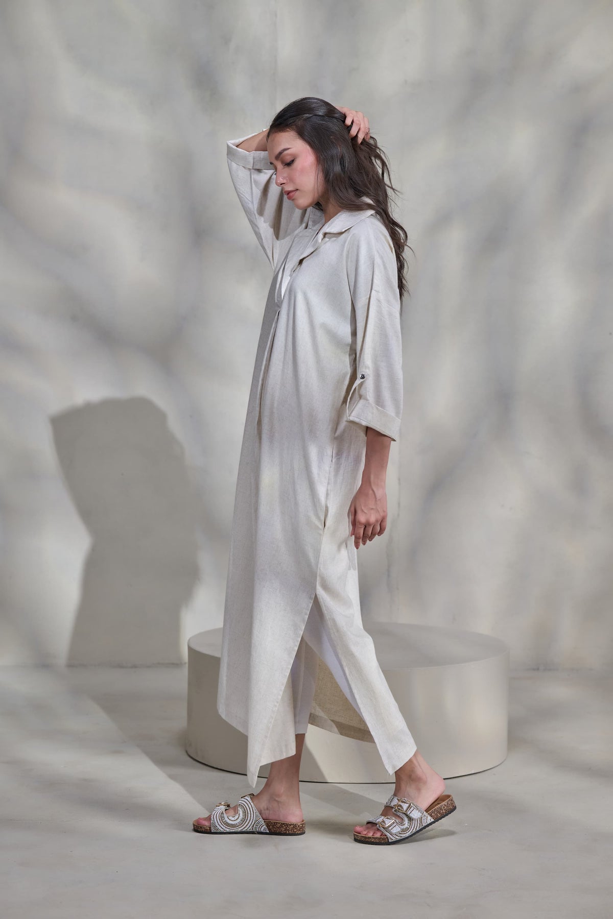 Off-White Linen Dress