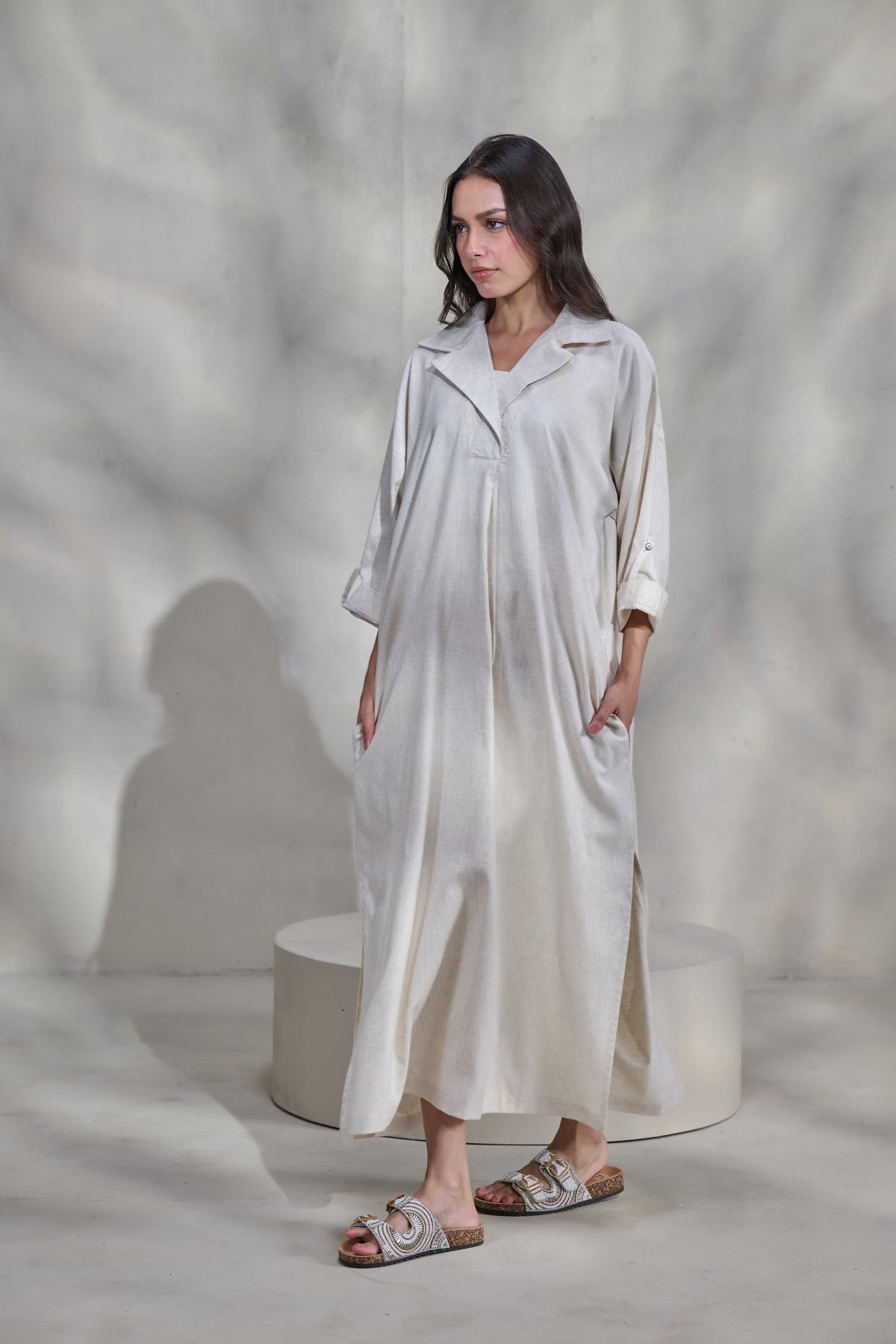 Off-White Linen Dress