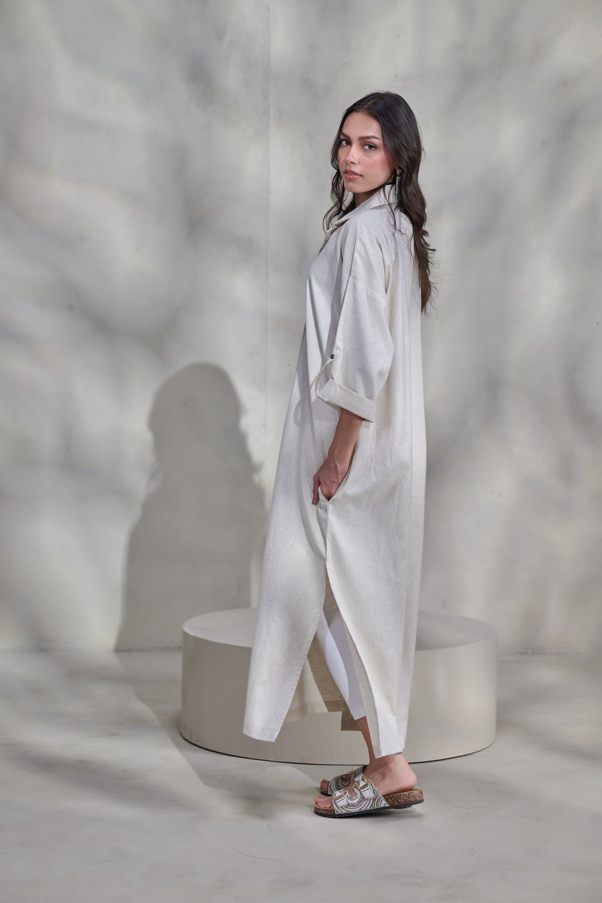 Off-White Linen Dress