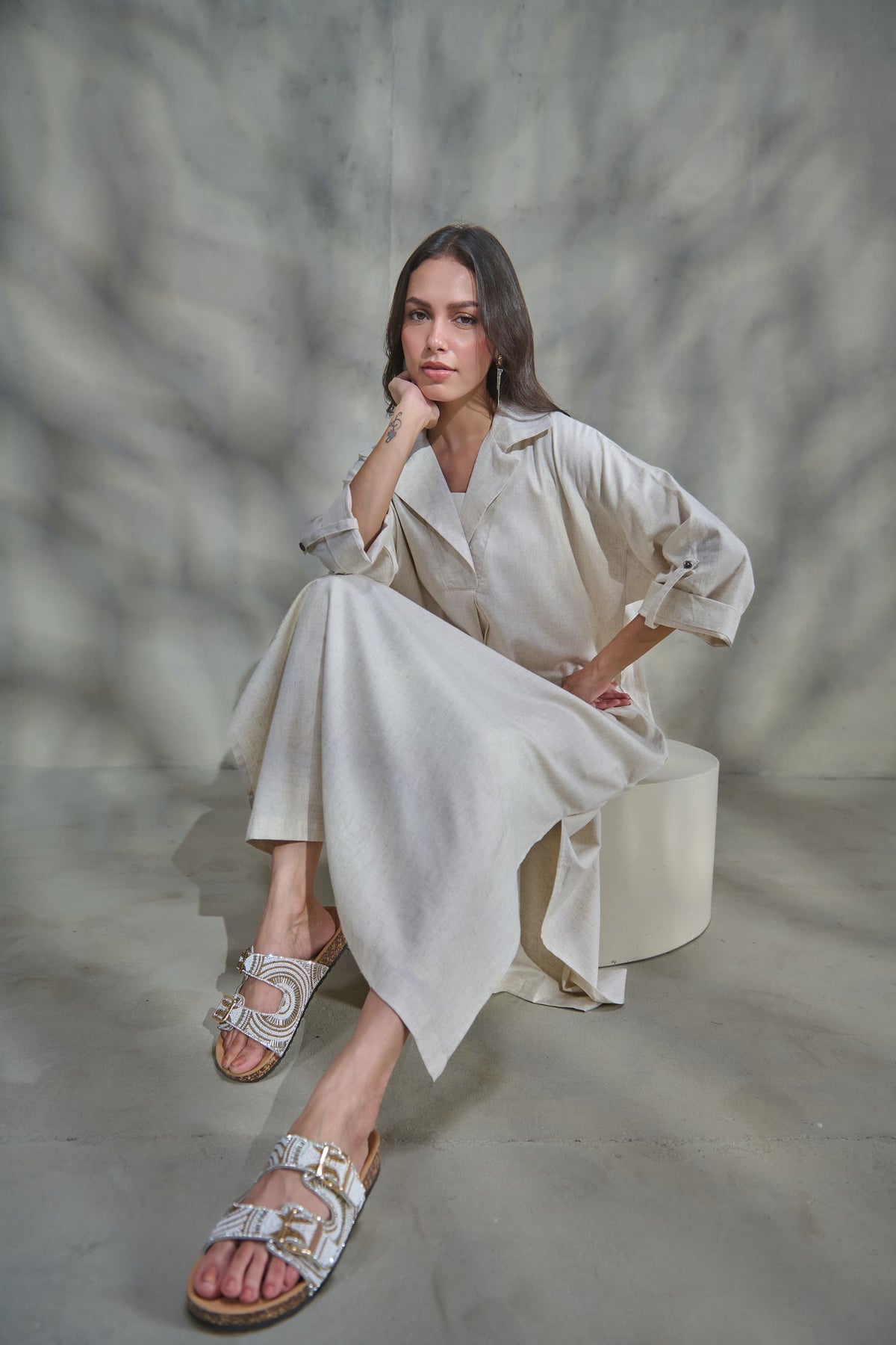 Off-White Linen Dress
