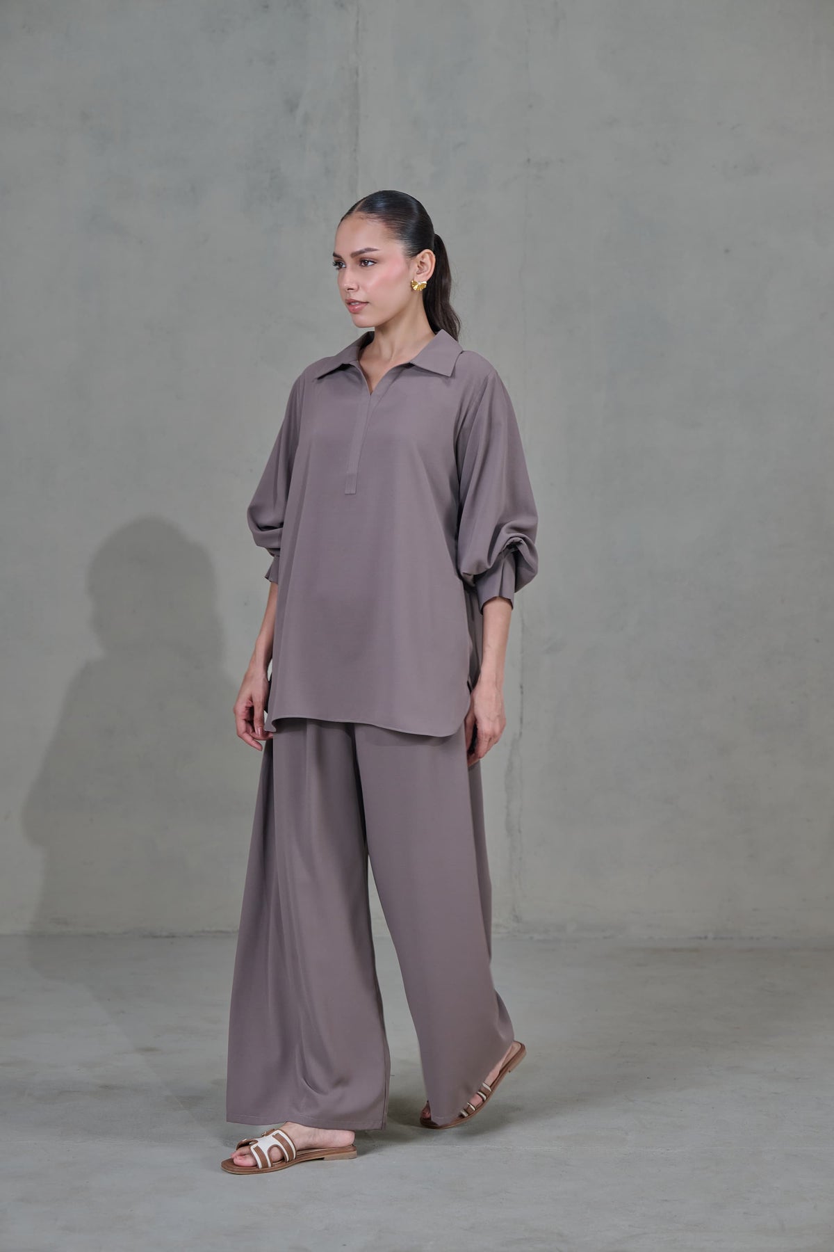 Brown Crepe Co-ord Set