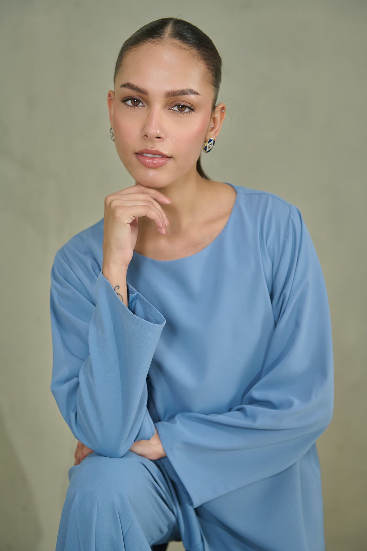 Blue Crepe Co-ord Set