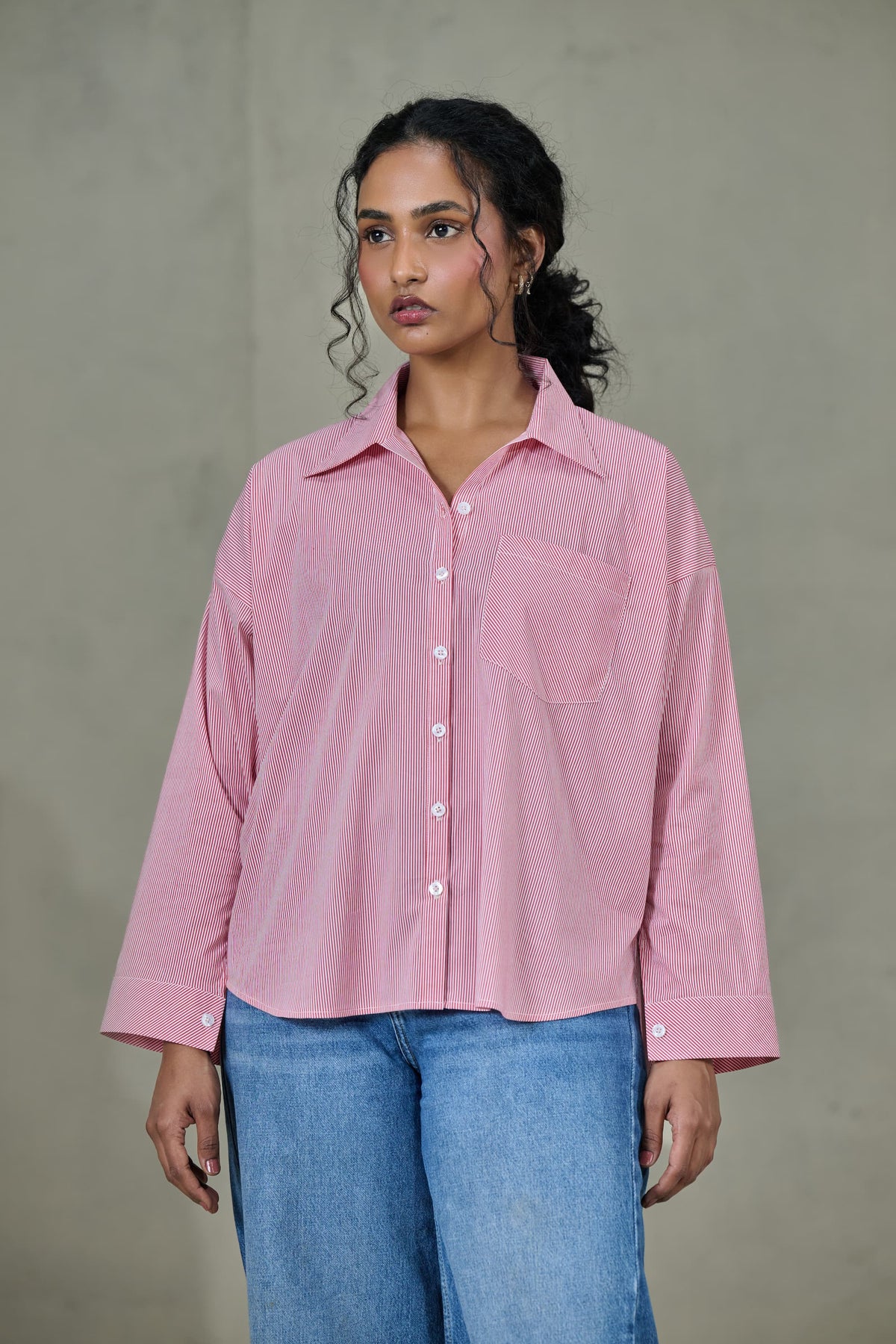 Pink Striped Poplin Shirt