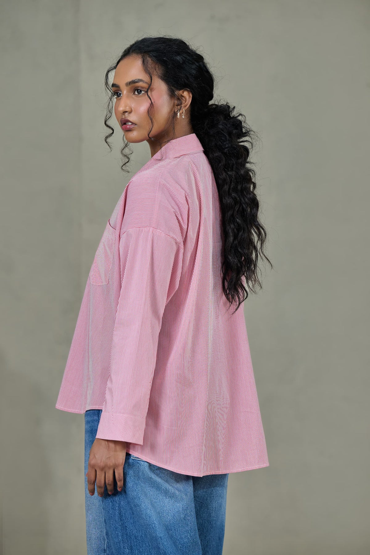 Pink Striped Poplin Shirt