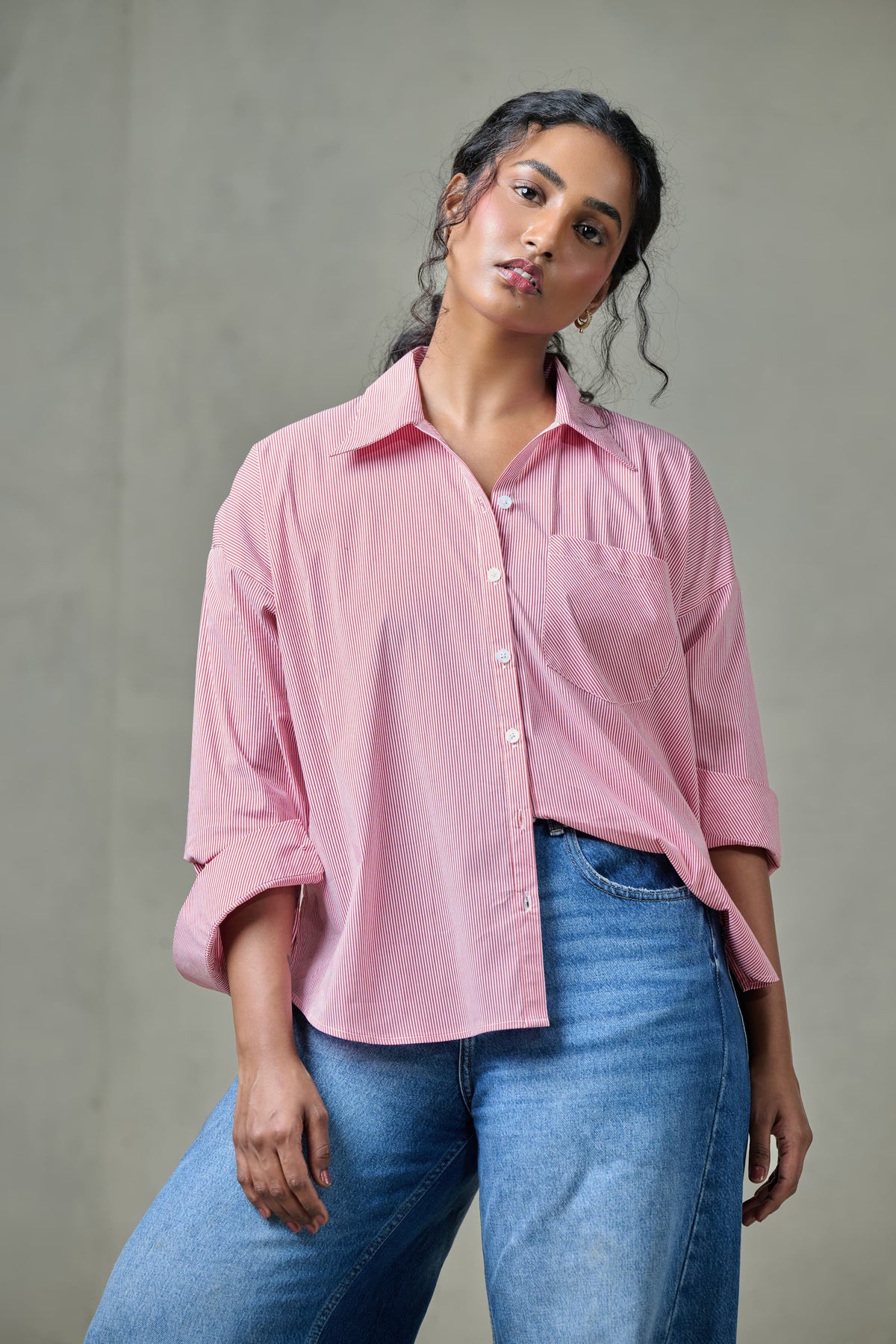 Pink Striped Poplin Shirt