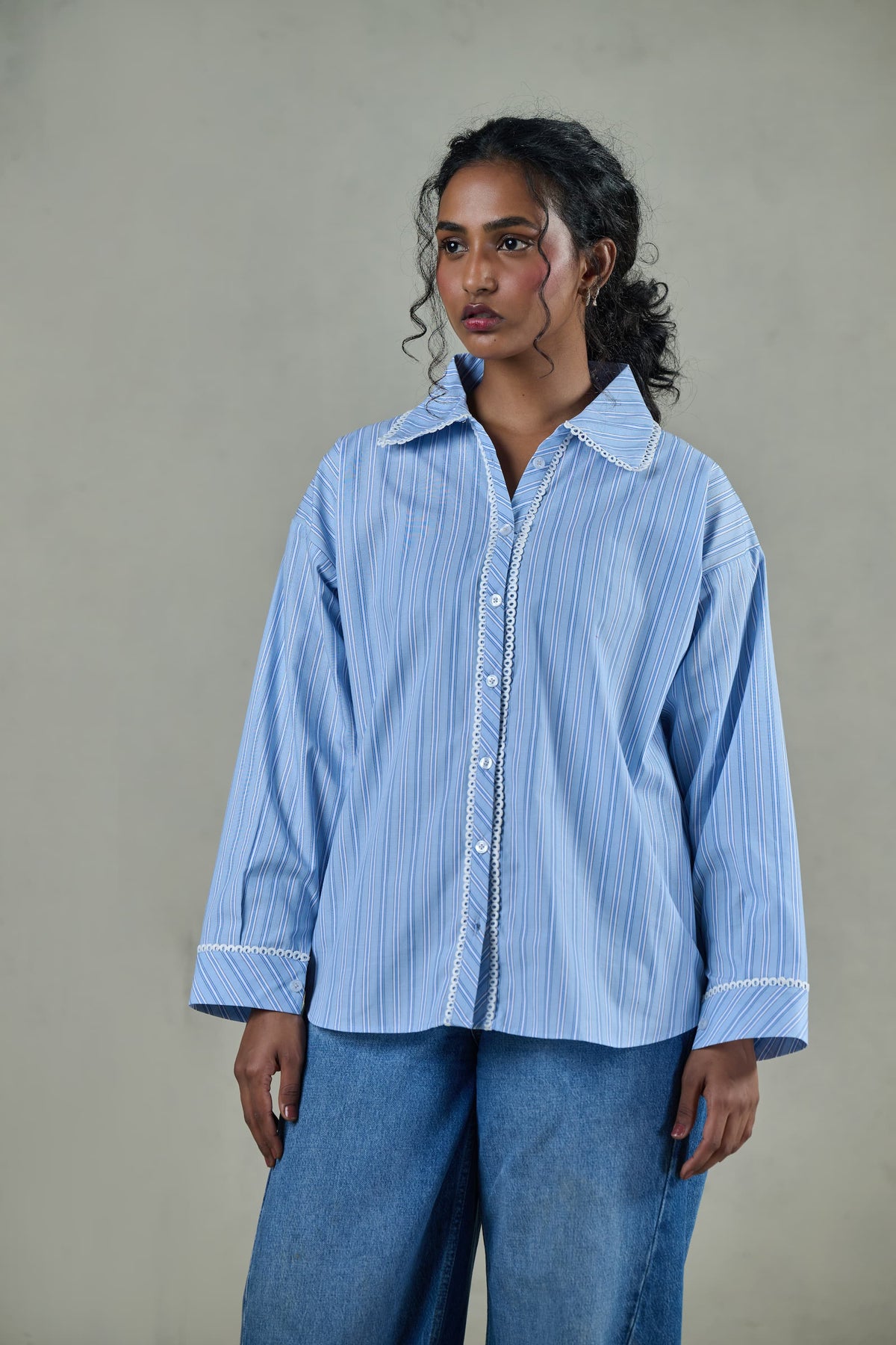 Blue Striped Poplin Shirt