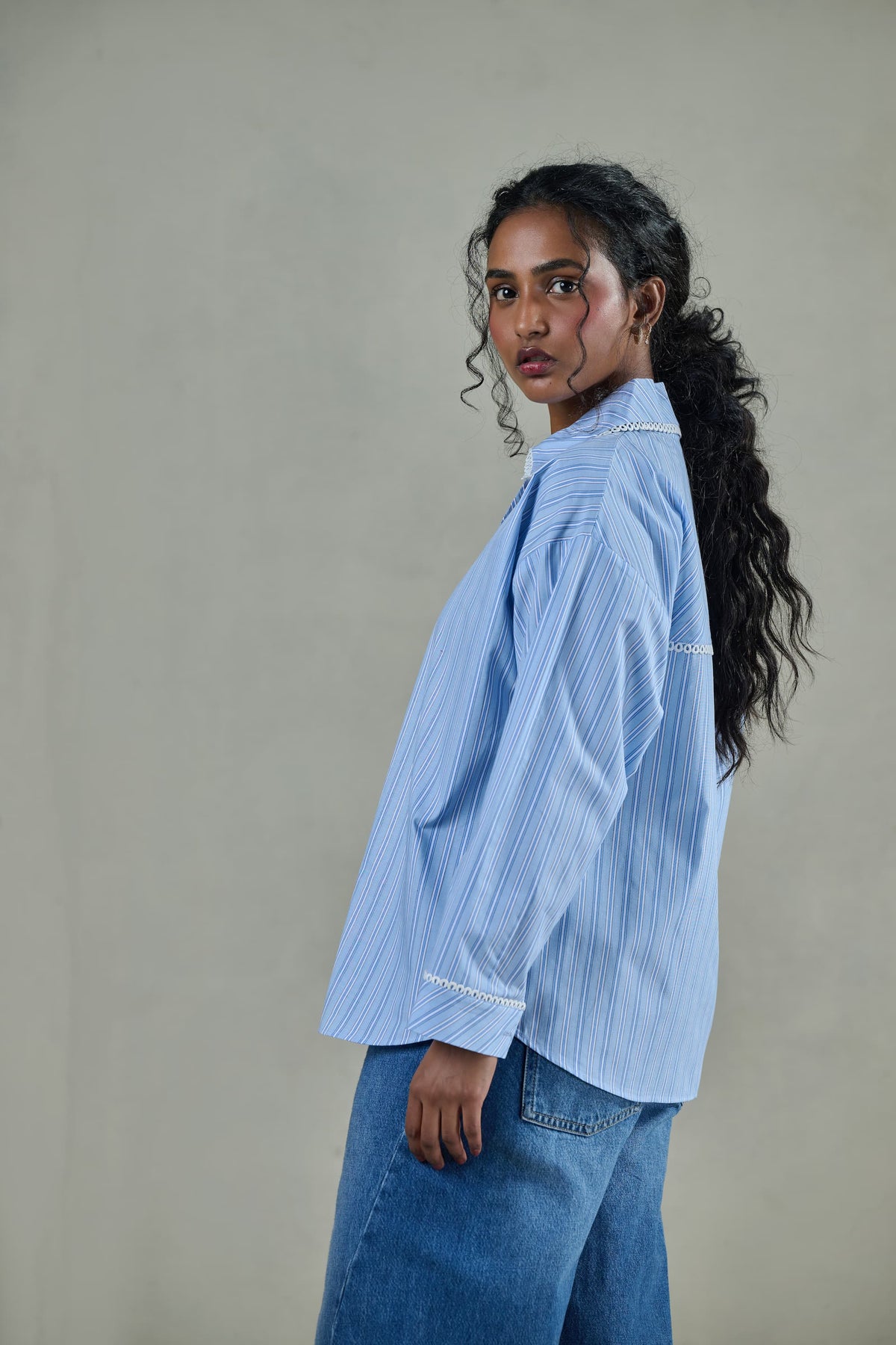 Blue Striped Poplin Shirt