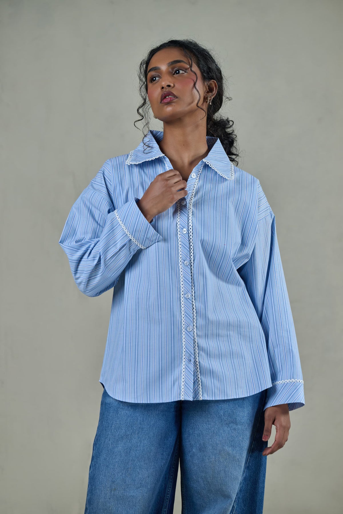Blue Striped Poplin Shirt