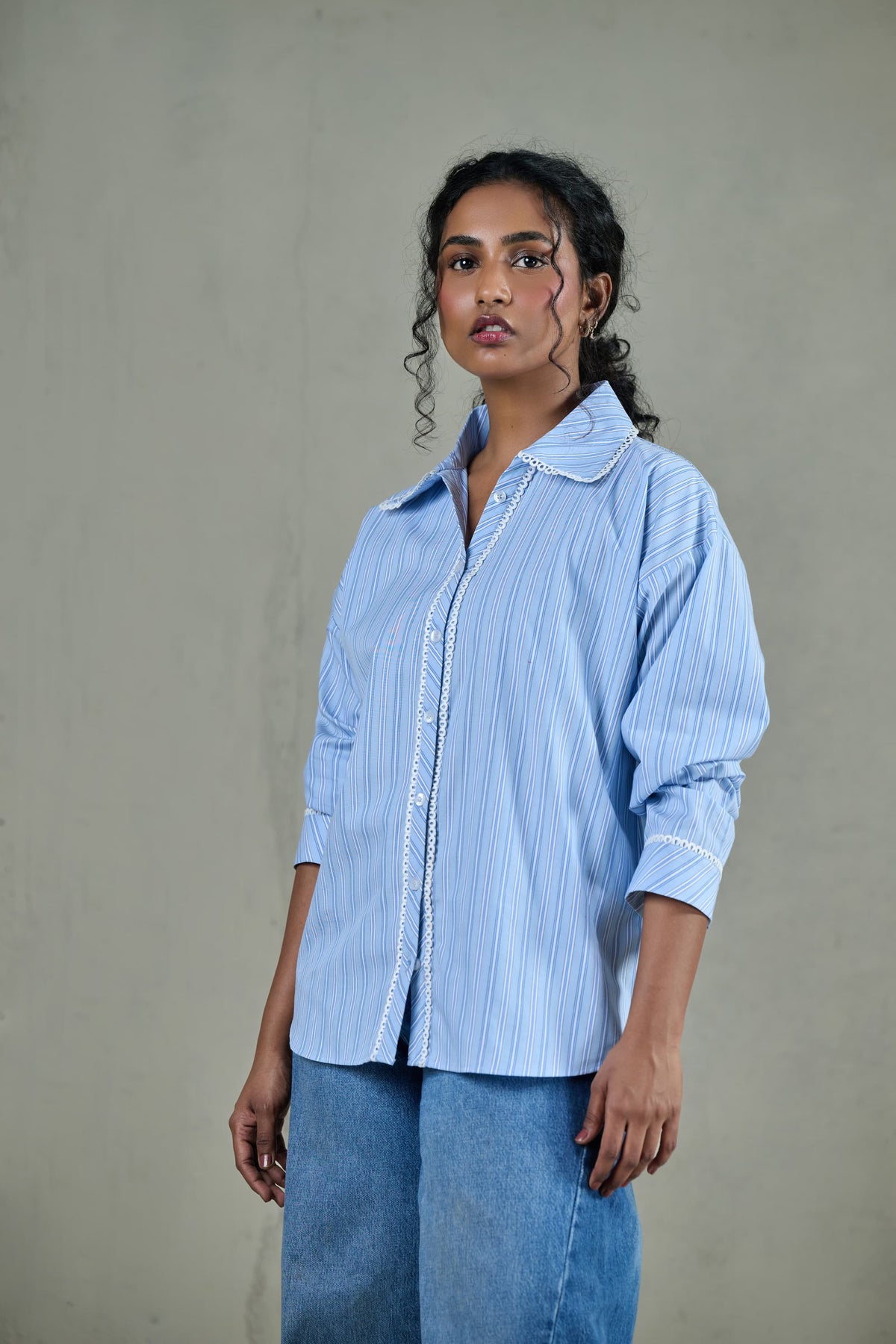 Blue Striped Poplin Shirt
