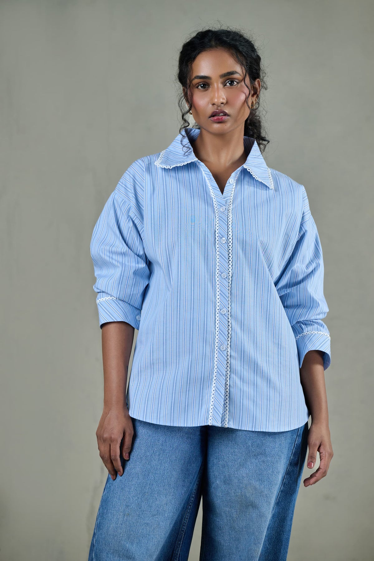 Blue Striped Poplin Shirt