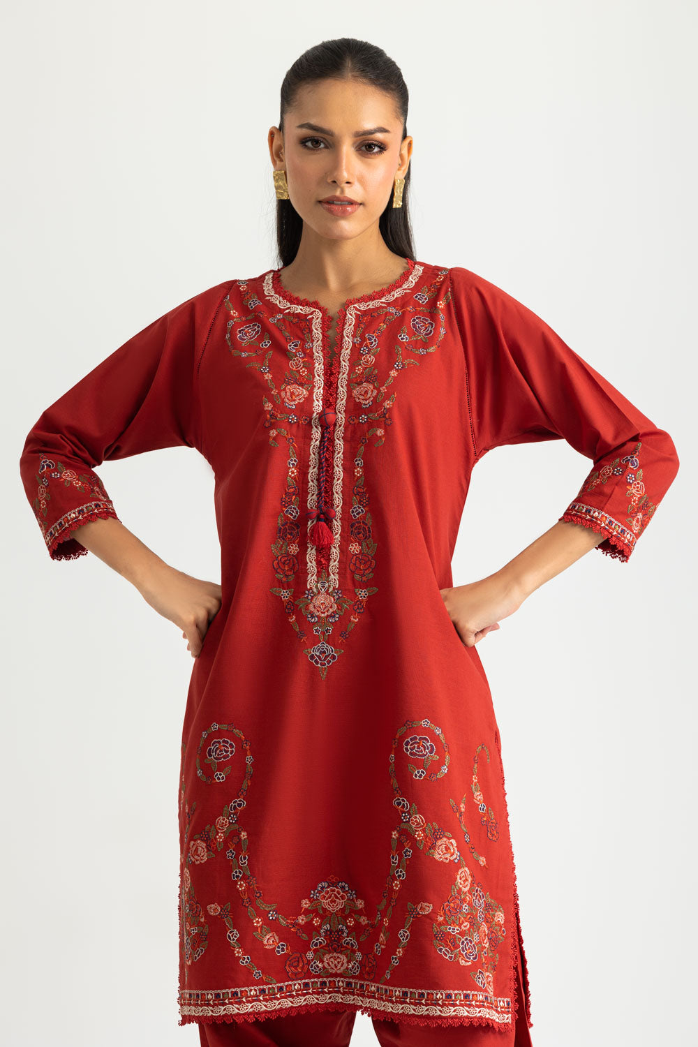 Cotton Bana Dora Embroidered Co-Ord Set