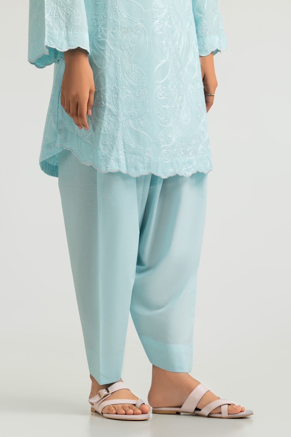 Cotton Embroidered Shirt And Dyed Shalwar
