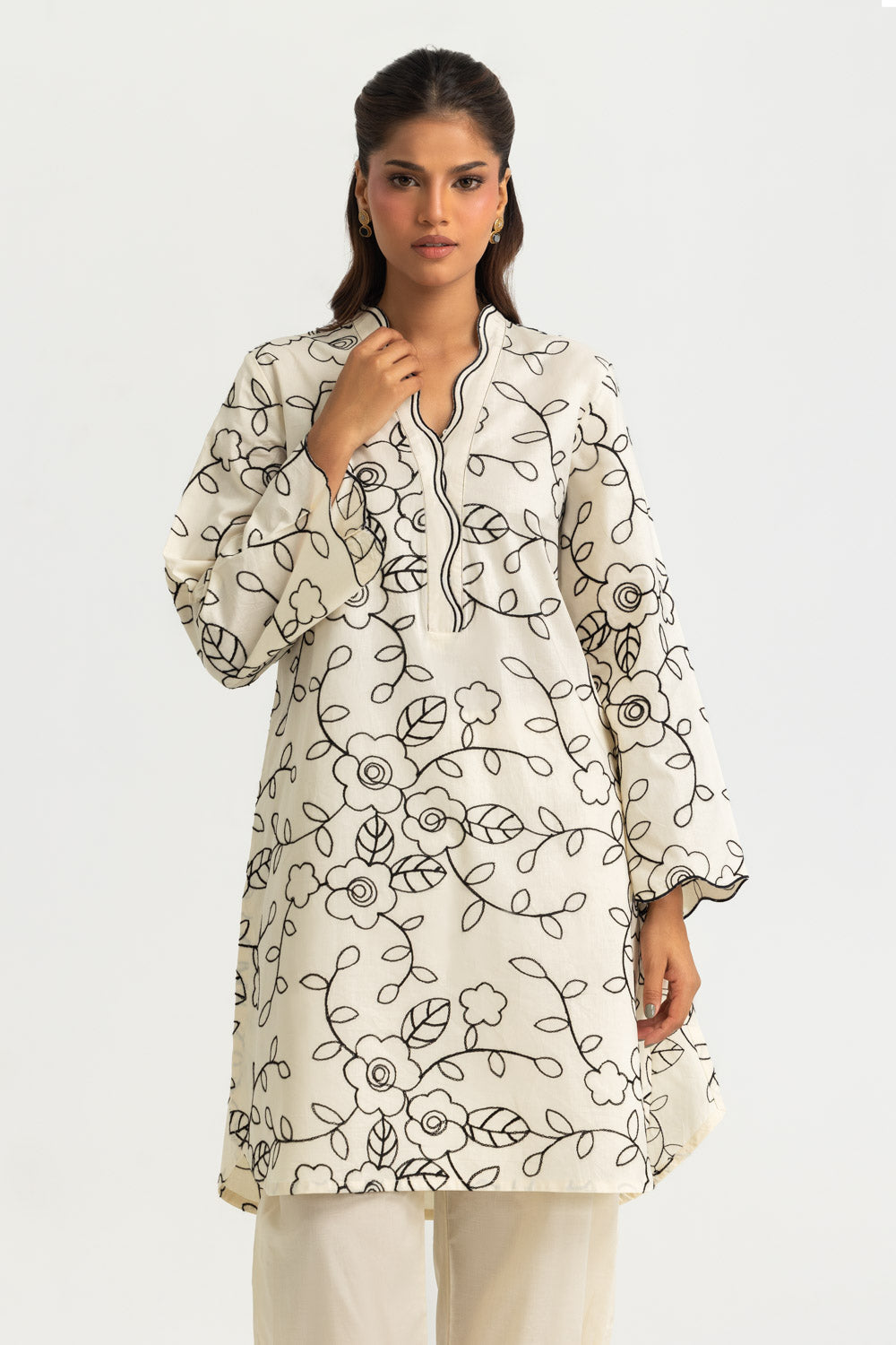 Cotton Embroidered Shirt And Dyed Trouser