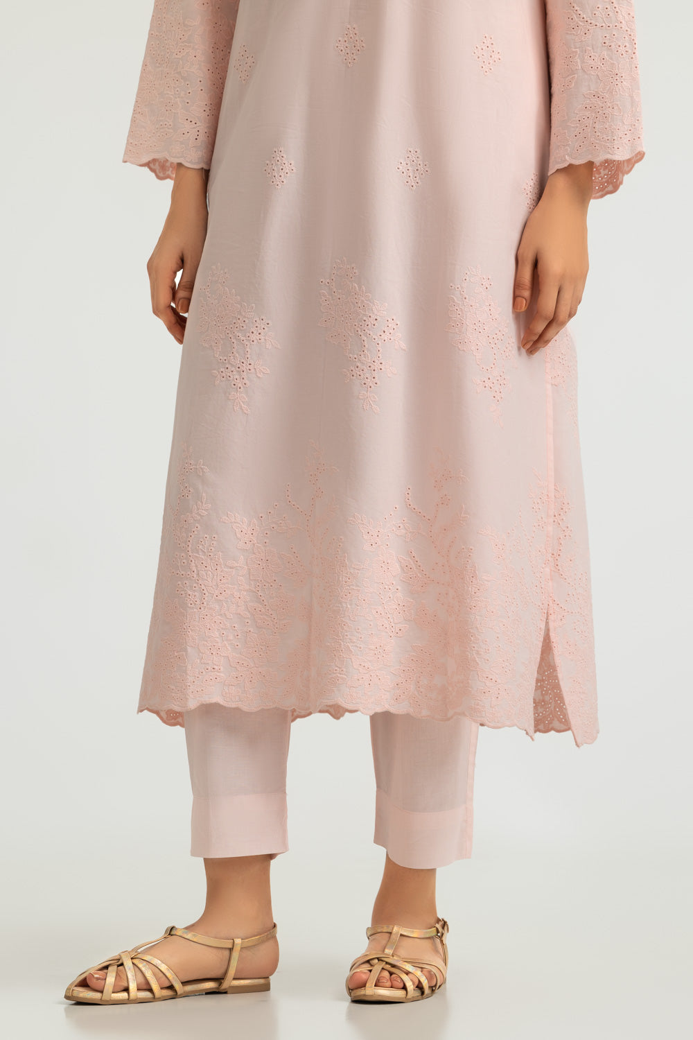 Cotton Embroidered Shirt And Dyed Trouser