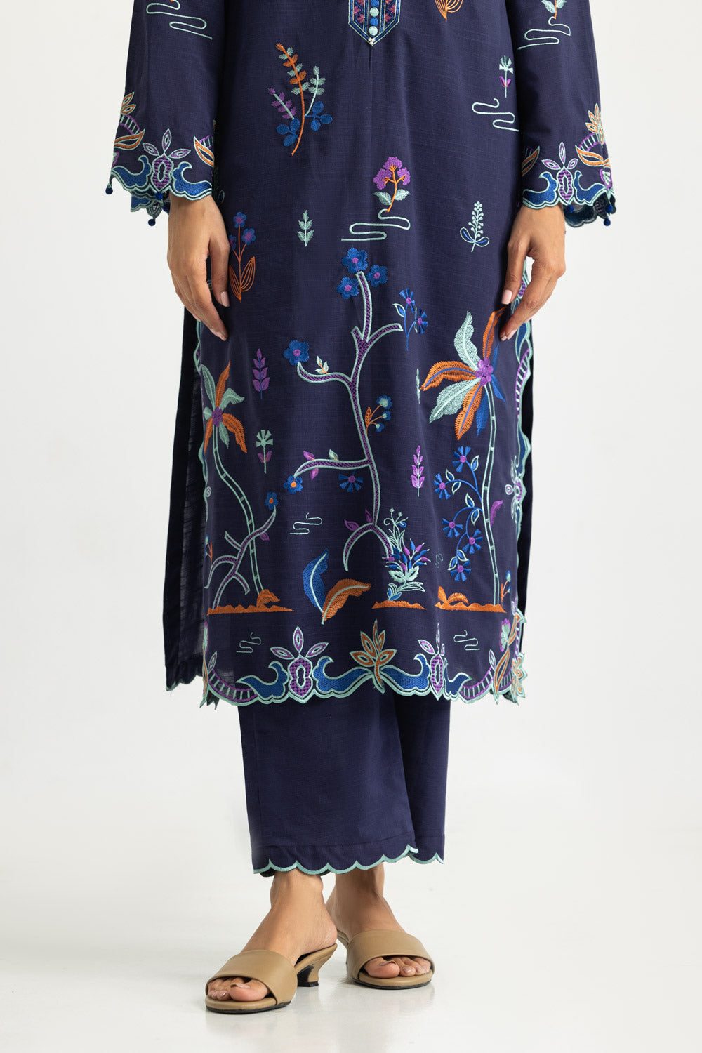Cotton Viscose Embroidered Co-Ord Set