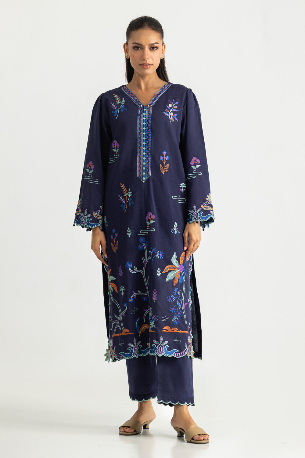 Cotton Viscose Embroidered Co-Ord Set