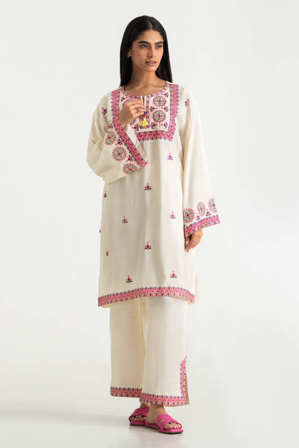 Cotton Viscose Embroidered Co-Ord Set