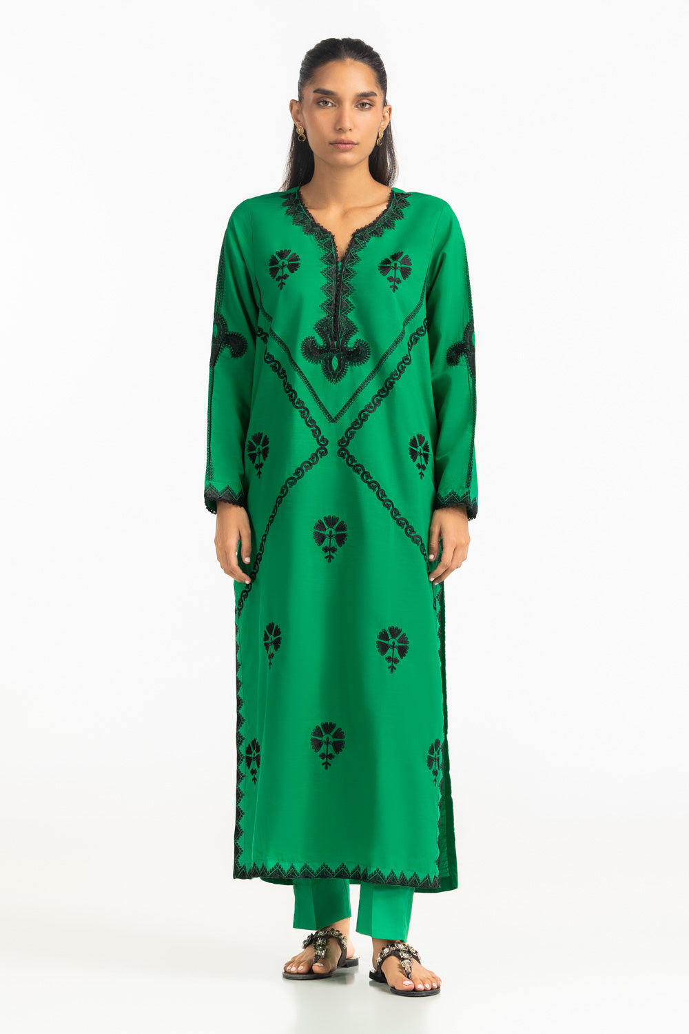 Cotton Viscose Slub Embroidered Co-Ord Set